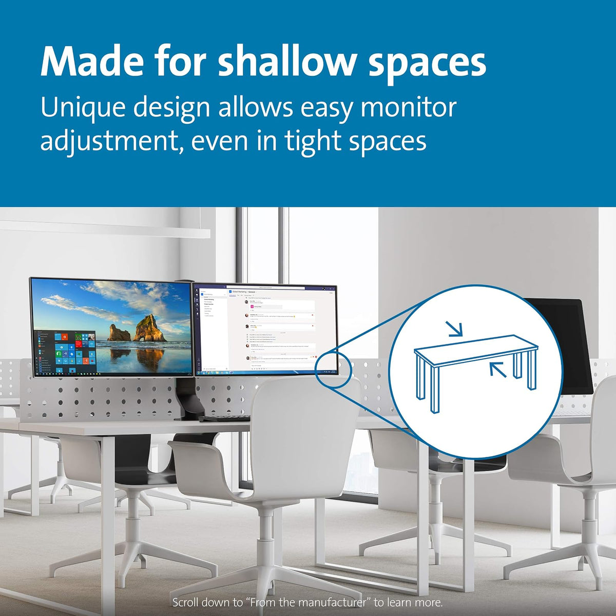 Kensington Brazo de Monitor Dual SmartFit para Ahorro de Espacio (K55513WW)