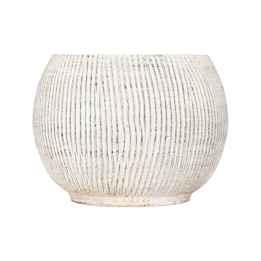 Creative Co-Op Macetero de Terracota Crema Envejecida con Textura estriada