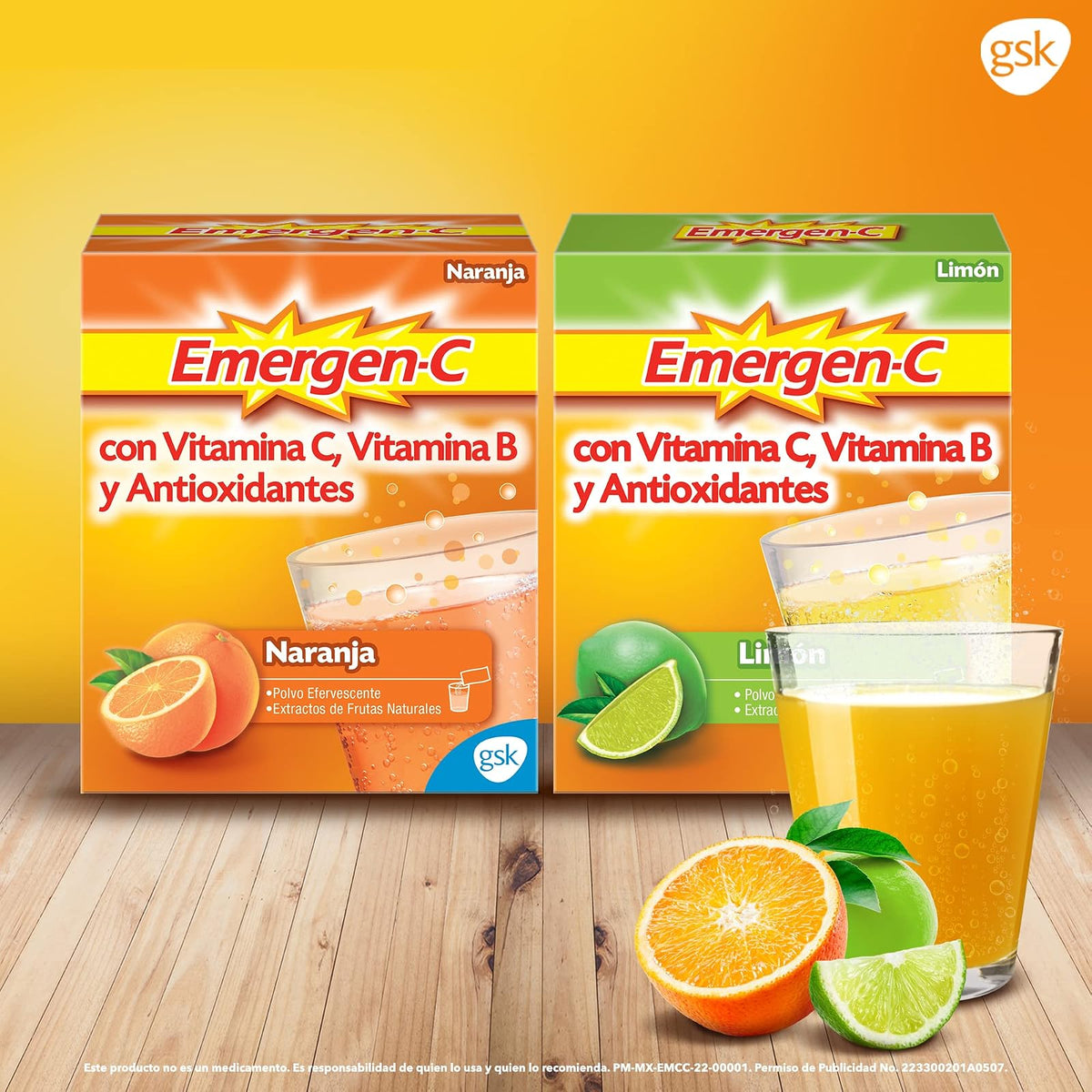 Emergen-C Suplemento Alimenticio Polvo Efervescente Sabor Naranja Caja con 10 sobres