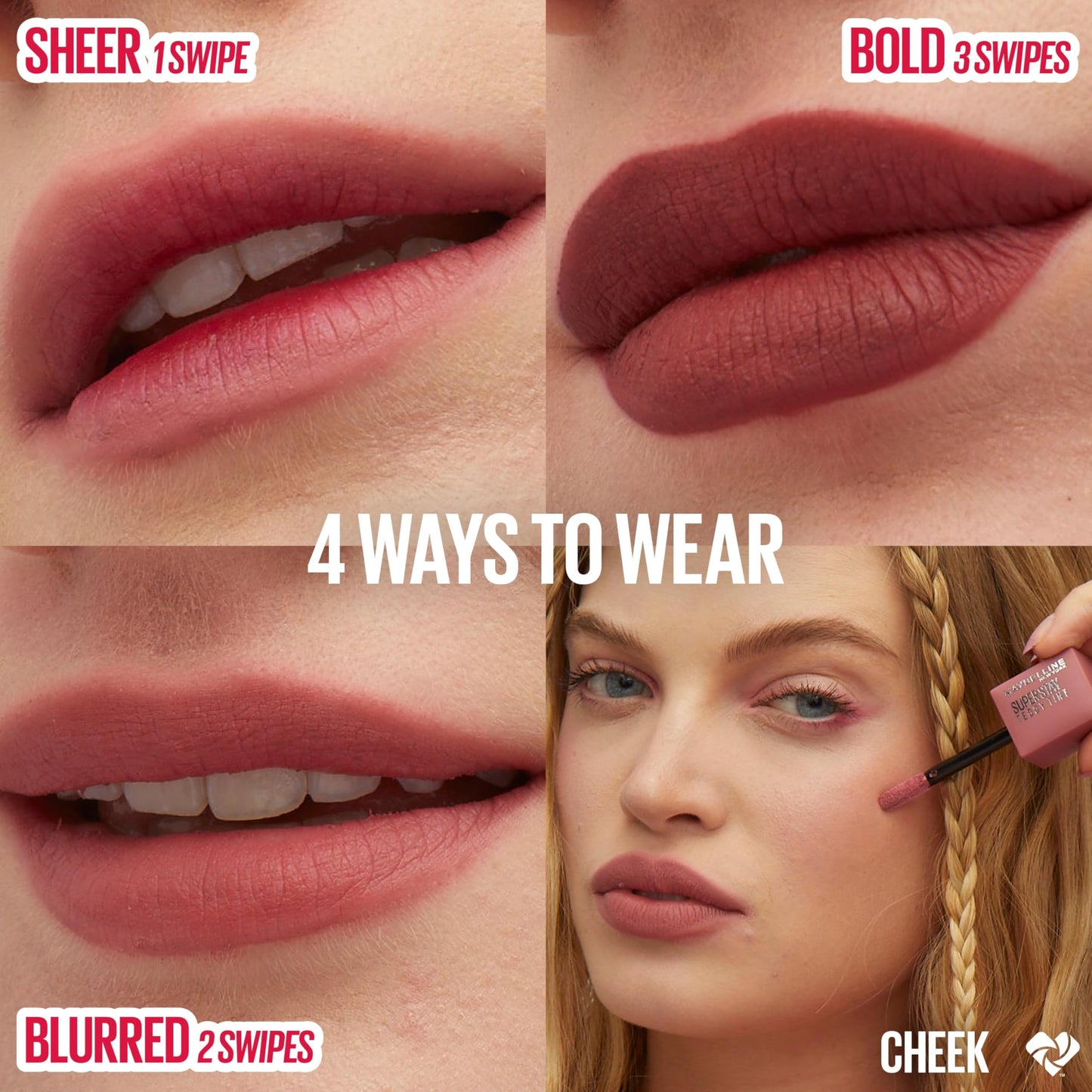 Maybelline Tinta para labios Super Stay Teddy Tint Coffe Date 5ml - Tinta multiusos de larga duración, efecto mate difuminado hasta por 12H, textura suave a los labios, sin transferencias