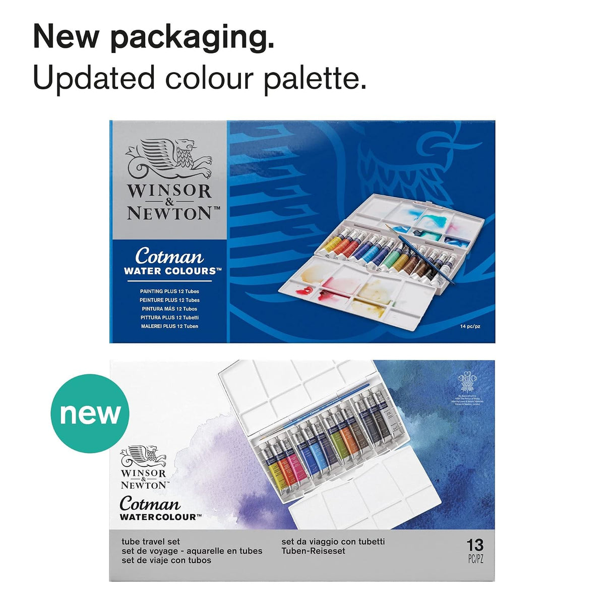 Winsor & Newton Cotman Water Coulours™ Caja de bolsillo esbozo, pinturas de lujo, juego de 16, media pastillas, Painting PLUS Set de tubo, Variados, 8 mL, 1