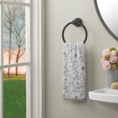 SKL Home - Juego de Toallas de Mano de Jacquard Floral, Gris, 2 Unidades