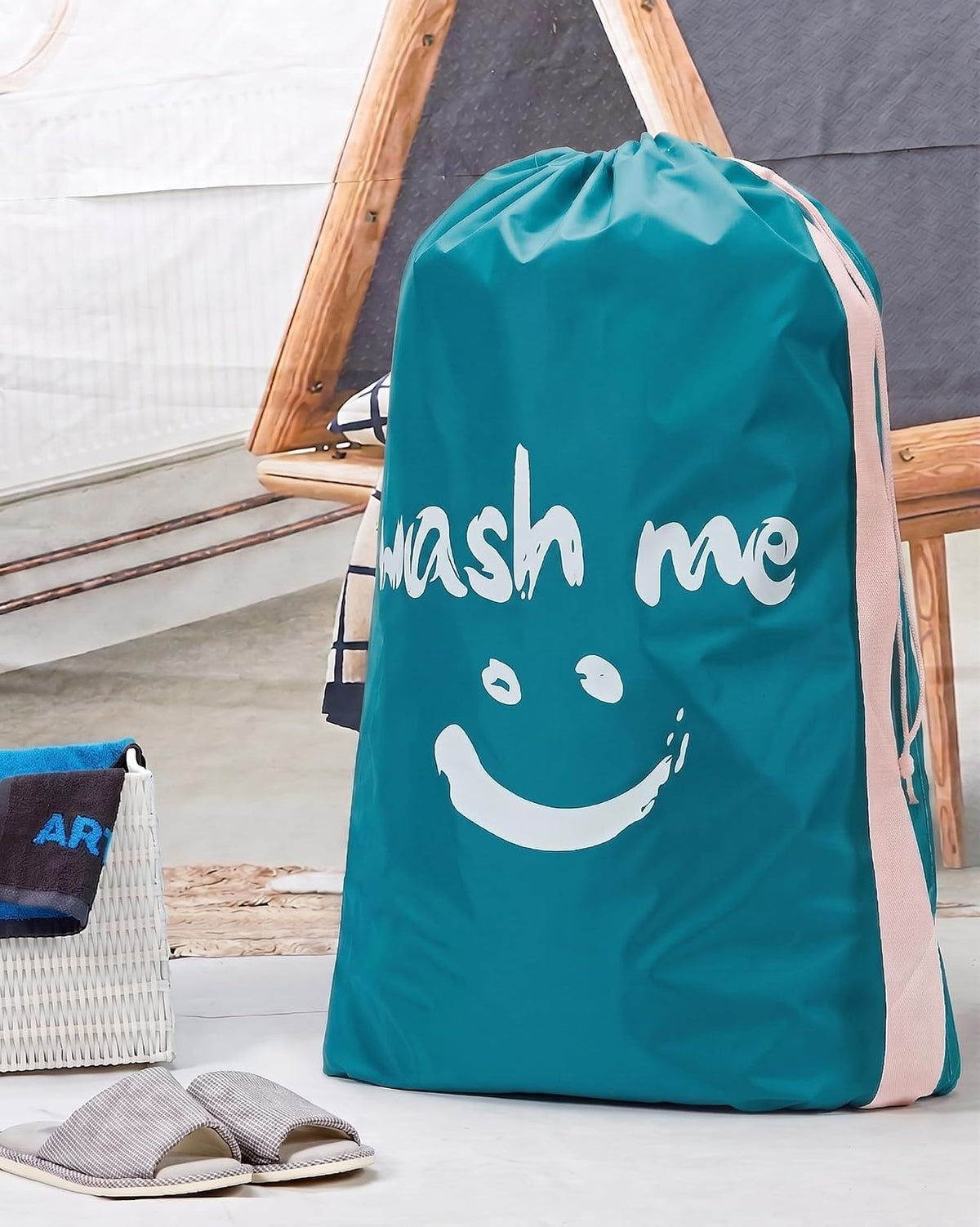 HOMEST - Paquete de 2 bolsas de lavandería de viaje, lavable a máquina, lo suficientemente grande como para contener 4 cargas de lavandería, fácil de colocar en una cesta de lavandería o cesta