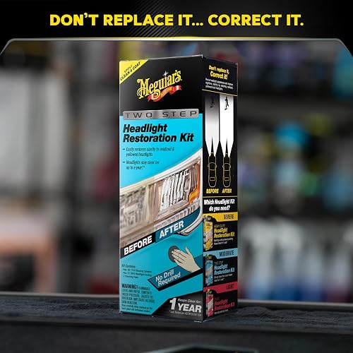 MEGUIAR'S - Kit de restauración de faros delanteros de dos pasos G2970, 4 onzas líquidas, 1 paquete