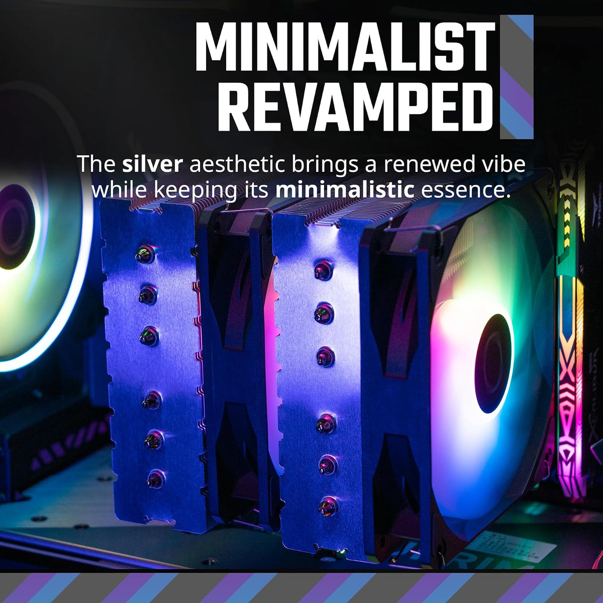 Cooler Master Hyper 620S - Enfriador de aire para CPU de doble torre, ARGB Sync, ventilador PWM de 120 mm, 6 tubos de calor de contacto directo de cobre, 154,9 mm de alto, plata RR-D6NA-17PA-R1