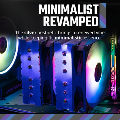 Cooler Master Hyper 620S - Enfriador de aire para CPU de doble torre, ARGB Sync, ventilador PWM de 120 mm, 6 tubos de calor de contacto directo de cobre, 154,9 mm de alto, plata RR-D6NA-17PA-R1