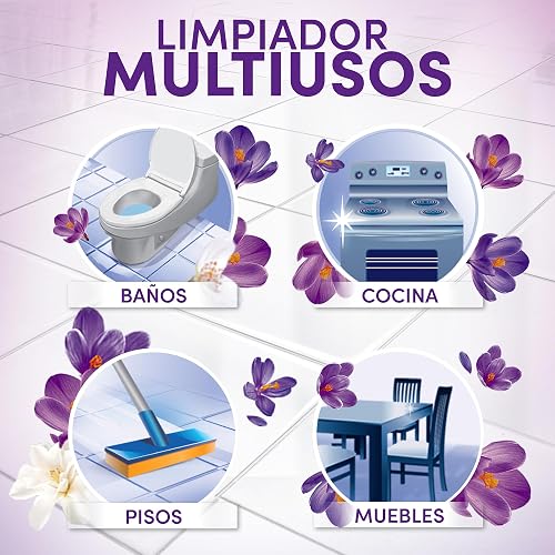 Fabuloso Limpiador Multiusos Líquido Frescura Activa Lavanda 6.2 L | Antiviral y Antibacterial. Limpiador Desinfectante que Brinda 24 Horas de Frescura