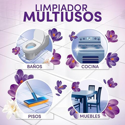 Fabuloso Limpiador Multiusos Líquido Frescura Activa Lavanda 6.2 L | Antiviral y Antibacterial. Limpiador Desinfectante que Brinda 24 Horas de Frescura