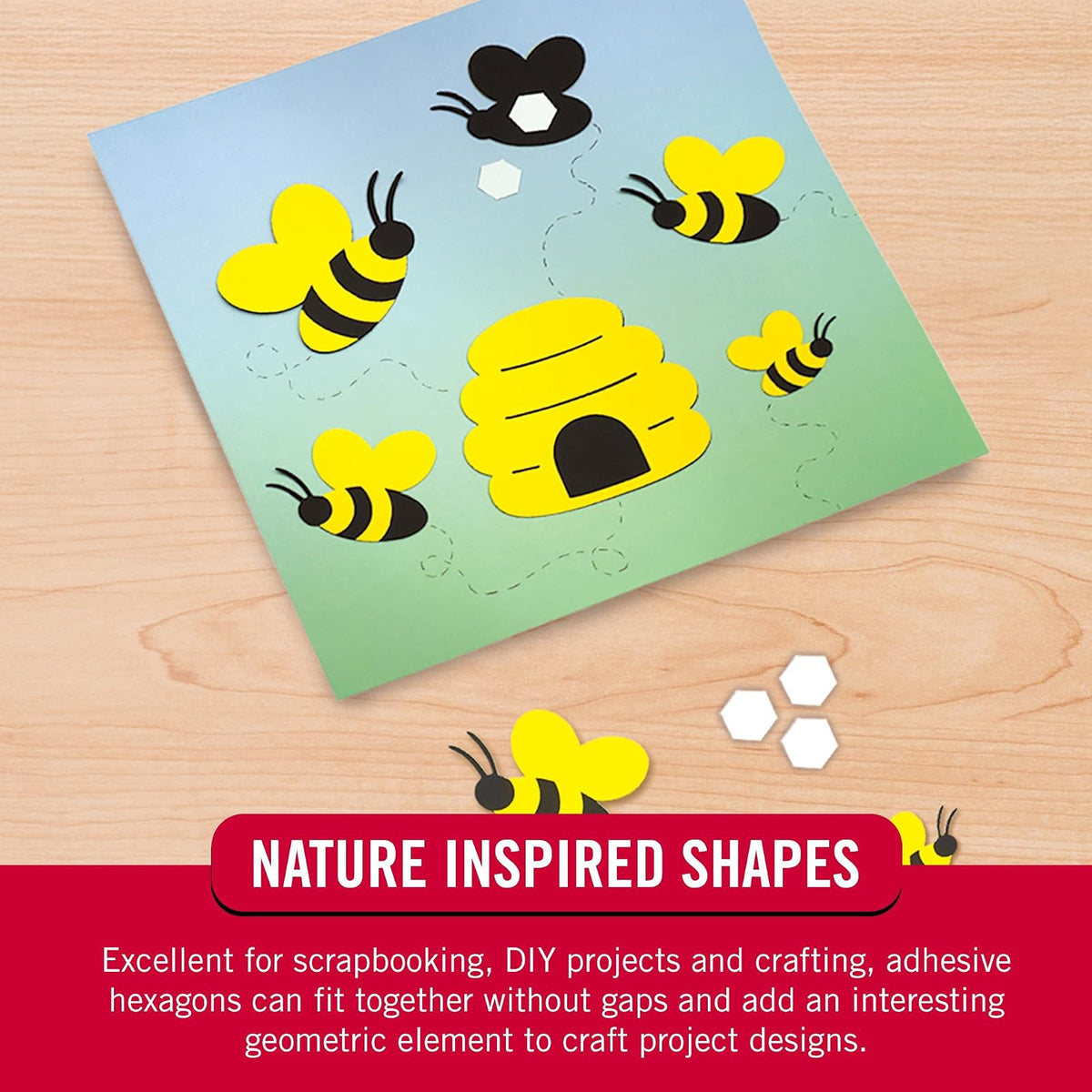 Hexágonos adhesivos de la marca VELCRO, 150 puntos con forma adhesiva inspirada en la naturaleza, blanco 3/4 pulgadas, organización de despegar y pegar para oficina, aula, hogar