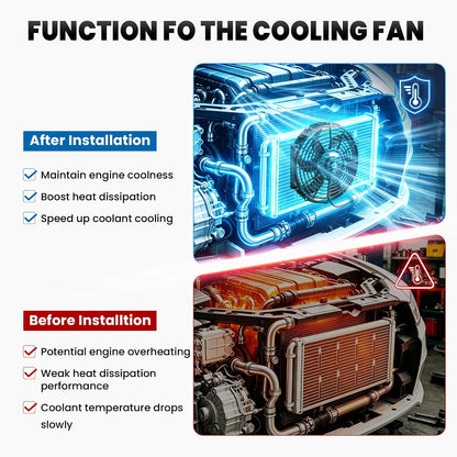 MOSTPLUS - Radiador eléctrico universal para ventilador delgado, 12 V + kit de montaje (7 pulgadas)