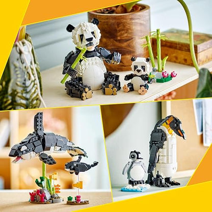 LEGO® Creator 3en1 Fauna Salvaje: Familia de Pandas Jueguete de construcción transformable en Figuras de orcas o en pingüinos, Regalo para niñas y niños de 8 años o más 31165