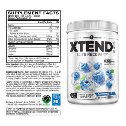 XTEND Original BCAA Sabor Frambuesa Azul, 30 Servicios. Suplemento Alimenticio a base de Aminoácidos