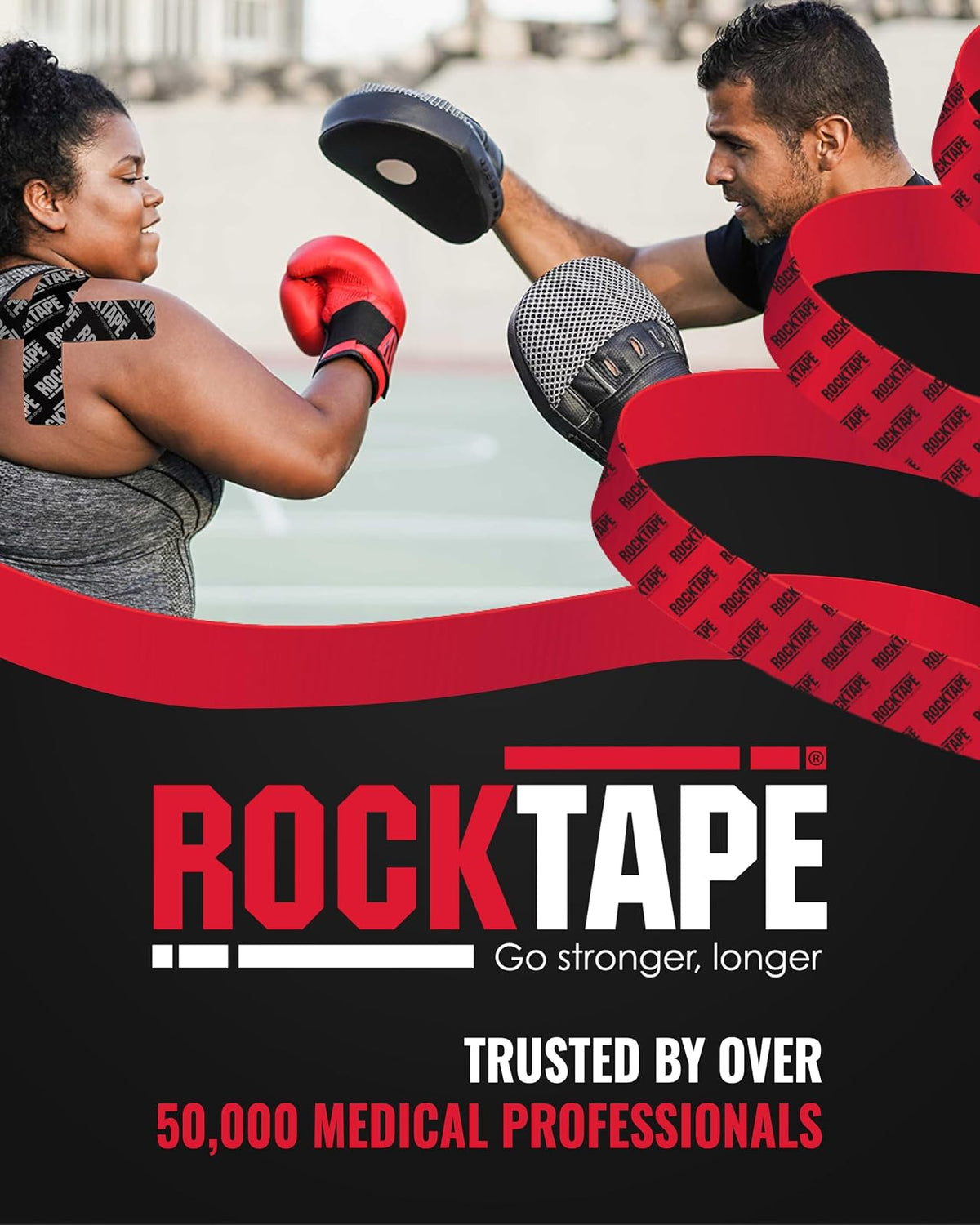 RockTape Kinesiology Tape para Deportistas, Resistente al Agua, Reducir el Dolor y Lesiones Recuperación, 5,1 cm X 16,4 pies, Uncut o precortado Tiras