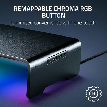 Razer Monitor Stand Chroma | Altura ergonómica, aluminio duradero soporta hasta 20 kg, organizar estante de almacenamiento, Chroma RGB