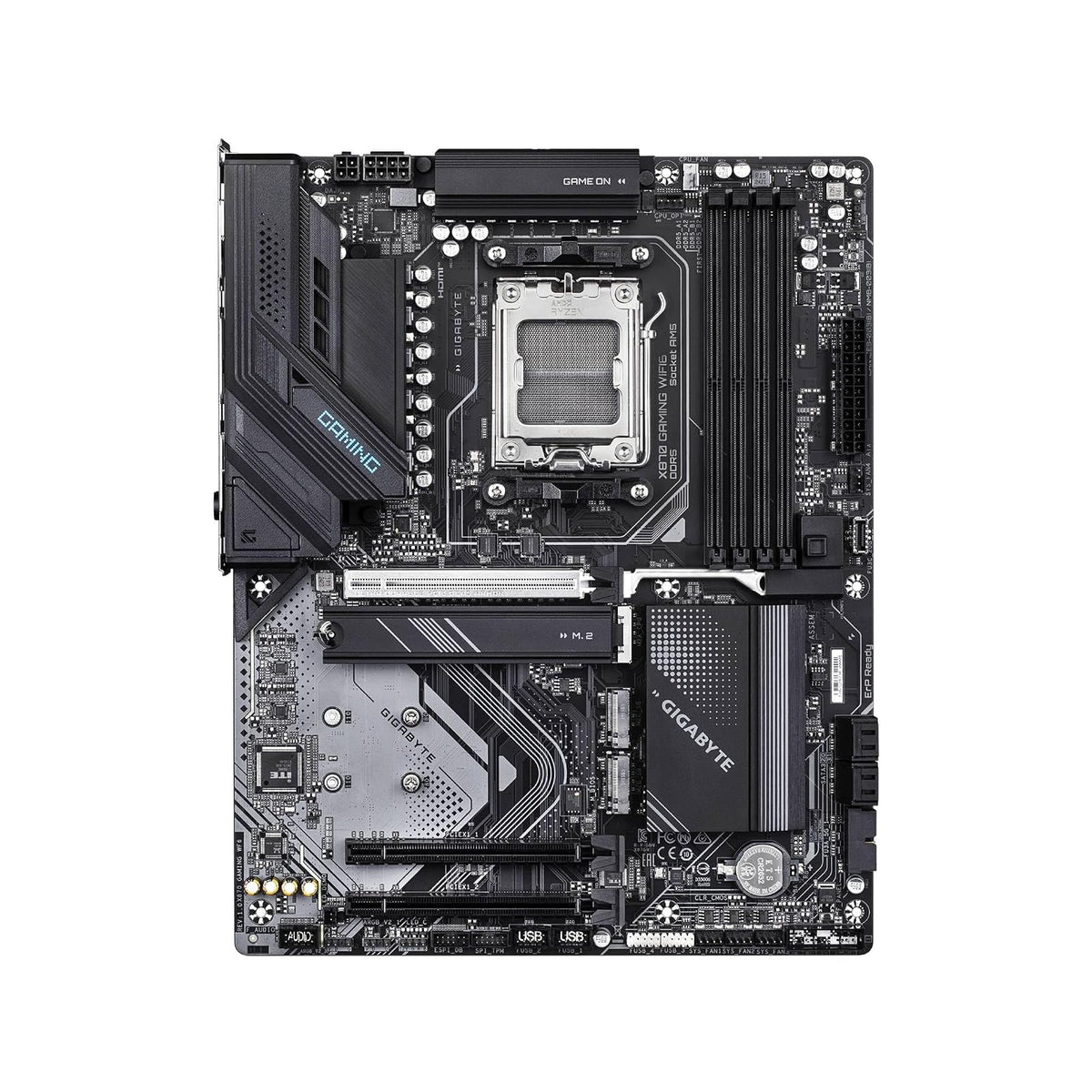 Mother Board GIGABYTE X870 Gaming WIFI6 AM5 LGA 1718, ATX, DDR5, 3X M.2, PCIe 5.0, USB4, WiFi 6, LAN de 2.5GbE, pestillo EZ