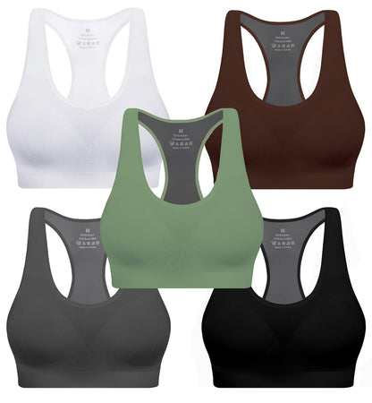 MIRITY Brasier Deportivo de Alto Impacto con Espalda Cruzada - G - Negro Gris Blanco café Verde
