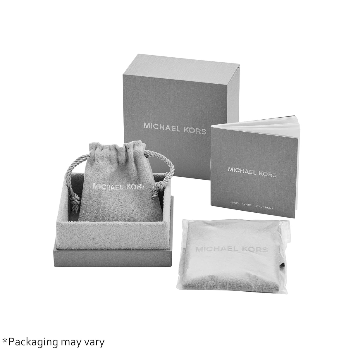 Michael Kors Silver Tone Signature Heart Stud Earrings