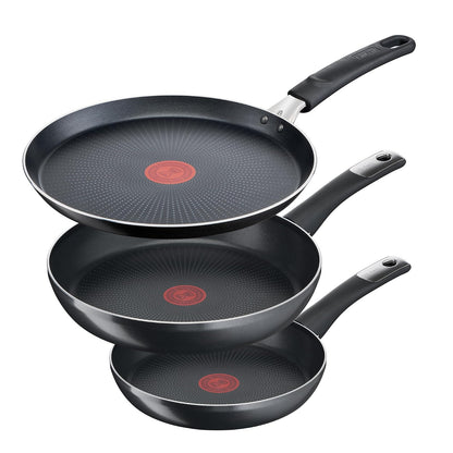 T-fal Juego de 3 Sartenes Hard Titanium Plus 20/24/30 cm Antiadherente - 20 - 24 - 25