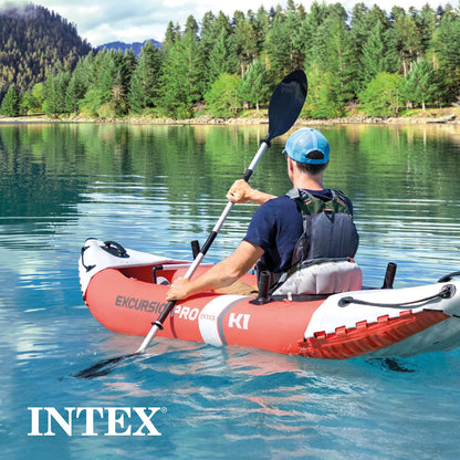 Serie de Kayak Inflable INTEX Excursion Pro: Incluye paletas de Kayak de Lujo de 86 Pulgadas y Bomba de Alto Rendimiento, PVC superresistente, Asiento de cubeta Ajustable, Soportes para caña de