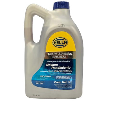 Hella Aceite 100% Sintético Para Motor A Gasolina 5W40, Garrafa De 5 Litros. Número De Parte : Hso-5W40 Aplica Para Tdi
