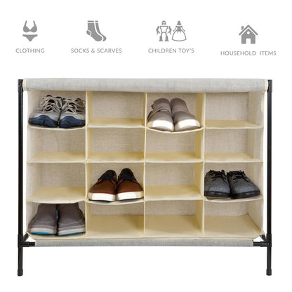 Simplify - 16 pares de zapateros con cubierta, apilable, almacenamiento y organización, clóset, recámara, entrada, color beige