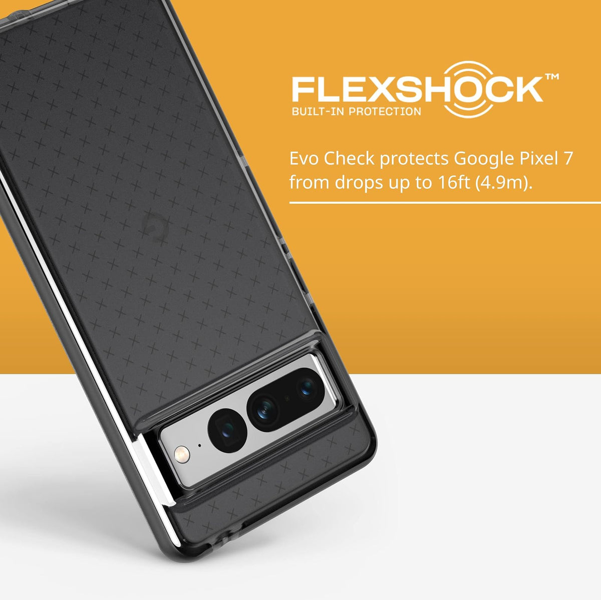 Tech21 Google Pixel 7 Pro EVO Check - Funda Ultra Protectora para teléfono con protección contra caídas múltiples de 15 pies