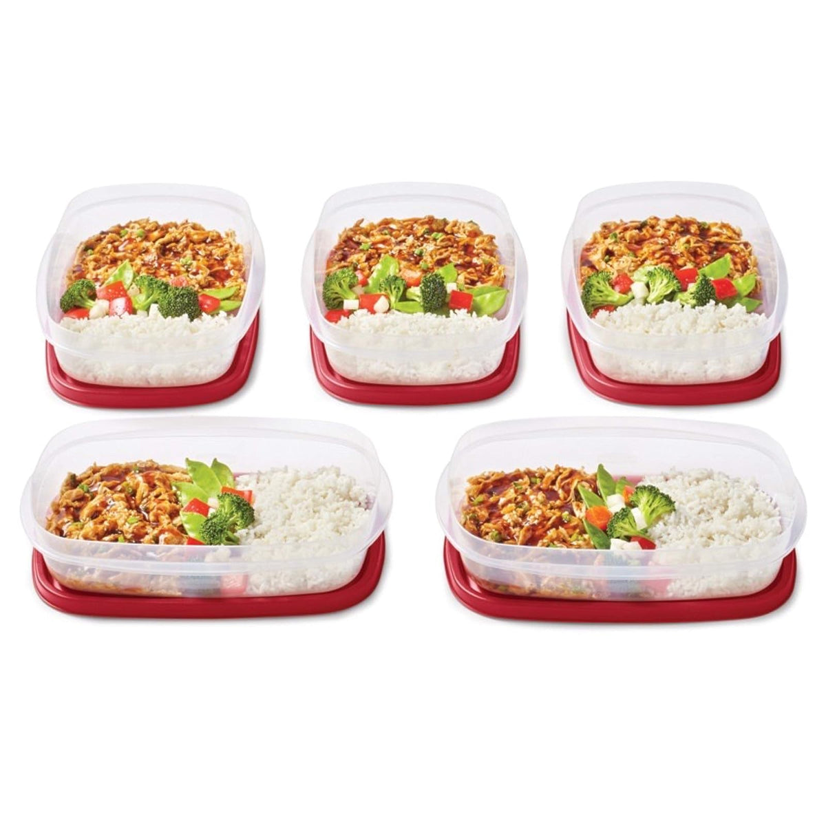 Rubbermaid EasyFindLid - Contenedores para preparación de comidas, 5.5 tazas, color rojo