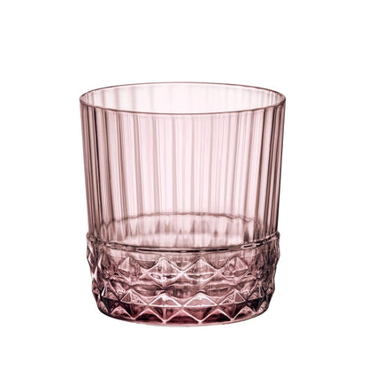 Bormioli Rocco '20s - Juego de 6 vasos DOF, vidrio de vidrio de colores de 12 onzas, rosa lila, fabricado en Italia