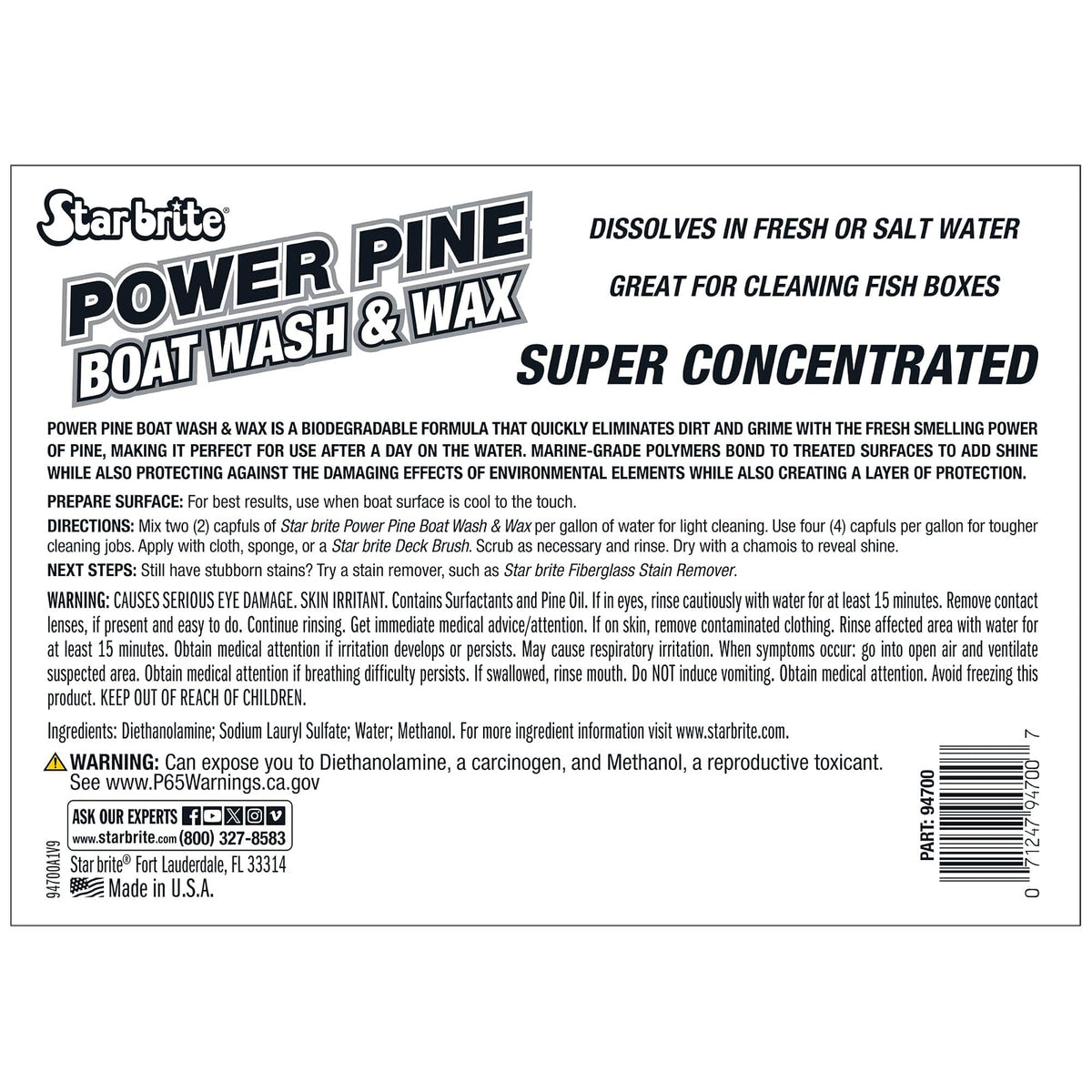STAR BRITE Power Pine Concentrado de Lavado y Cera, Biodegradable