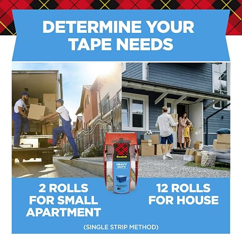 ScotchScotch cinta adhesiva de embalaje fuerte con dispensador de 4.77 cm x 20.32 m, 6 rollos"