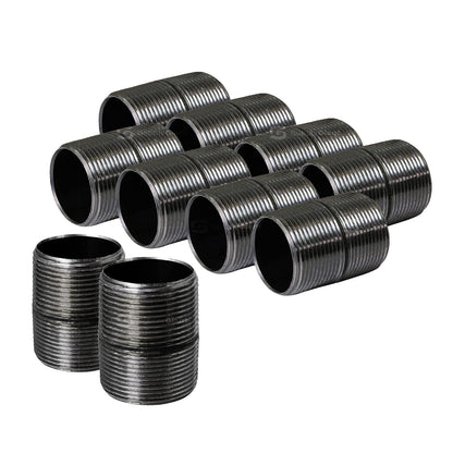 SupplyGiant Tubo de acero negro de 3/4 x 1 pulgada (paquete de 10), tubos de hierro maleable industriales resistentes, pezón de cierre roscado precortado, ideal para todos los muebles de bricolaje y