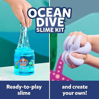 Elmer's Ocean Dive Slime Kit, los suministros de limo incluyen pegamento líquido, activador y slime prefabricado, 9 unidades