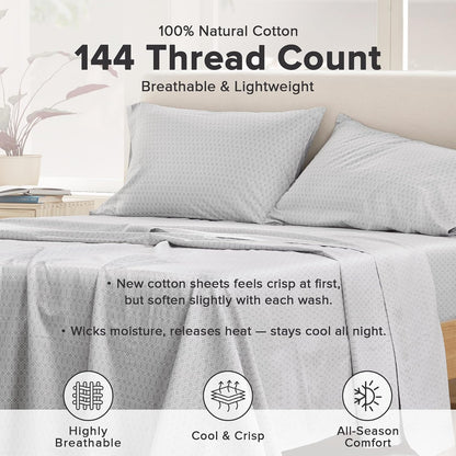 Comfort Spaces - Juego de sábanas 100% algodón Transpirable, Ligero, Suave con Bolsillo elástico de 12 Pulgadas, se Adapta a colchones de hasta 14 Pulgadas, Ropa de Cama acogedora para Todas Las