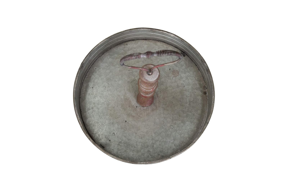 Creative Co-Op DA6875 Bandeja Decorativa Redonda de Metal y Mango de Madera, Color Plateado