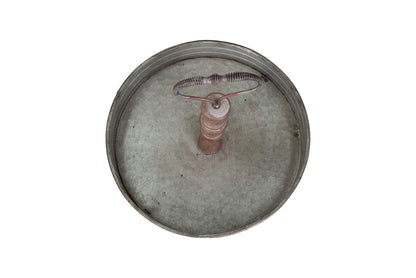Creative Co-Op DA6875 Bandeja Decorativa Redonda de Metal y Mango de Madera, Color Plateado