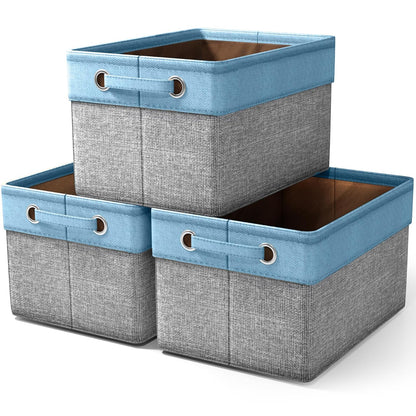 Sorbus Cubby Storage Organizer 15 Inch - Big Sturdy Collapsible Storage Bins with Dual Handles - Foldable Baskets for Organizing - Decorative Storage Bins for Shelves at Home & Office - 3 Pack| Aqua