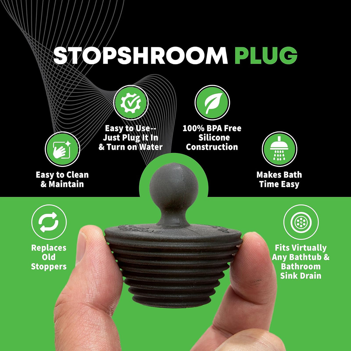 SinkShroom - Protector de desagüe para Fregadero de baño, de Acero Inoxidable con tapón