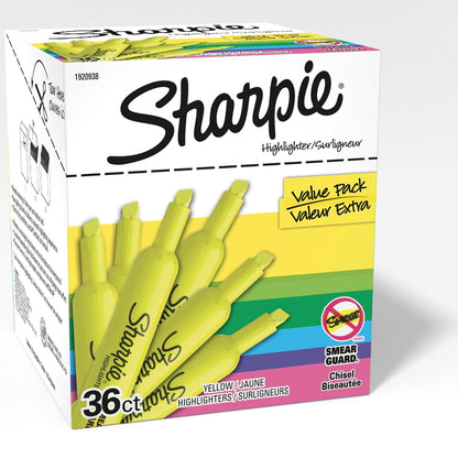 Sharpie Accent Marcatextos Tank-Style, 6-Pack, colores surtidos (25076), Amarillo fluorescente