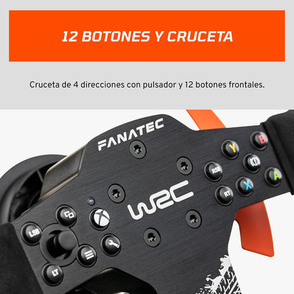 FANATEC CSL Elite Volante de Carreras Licencia Oficial WRC Rally – Recubierto de Alcantara, LED RevStripe, Levas de Cambio Extraíble, Plug y Play para PC, PS5, PS4, Xbox Series X|S, Xbox One