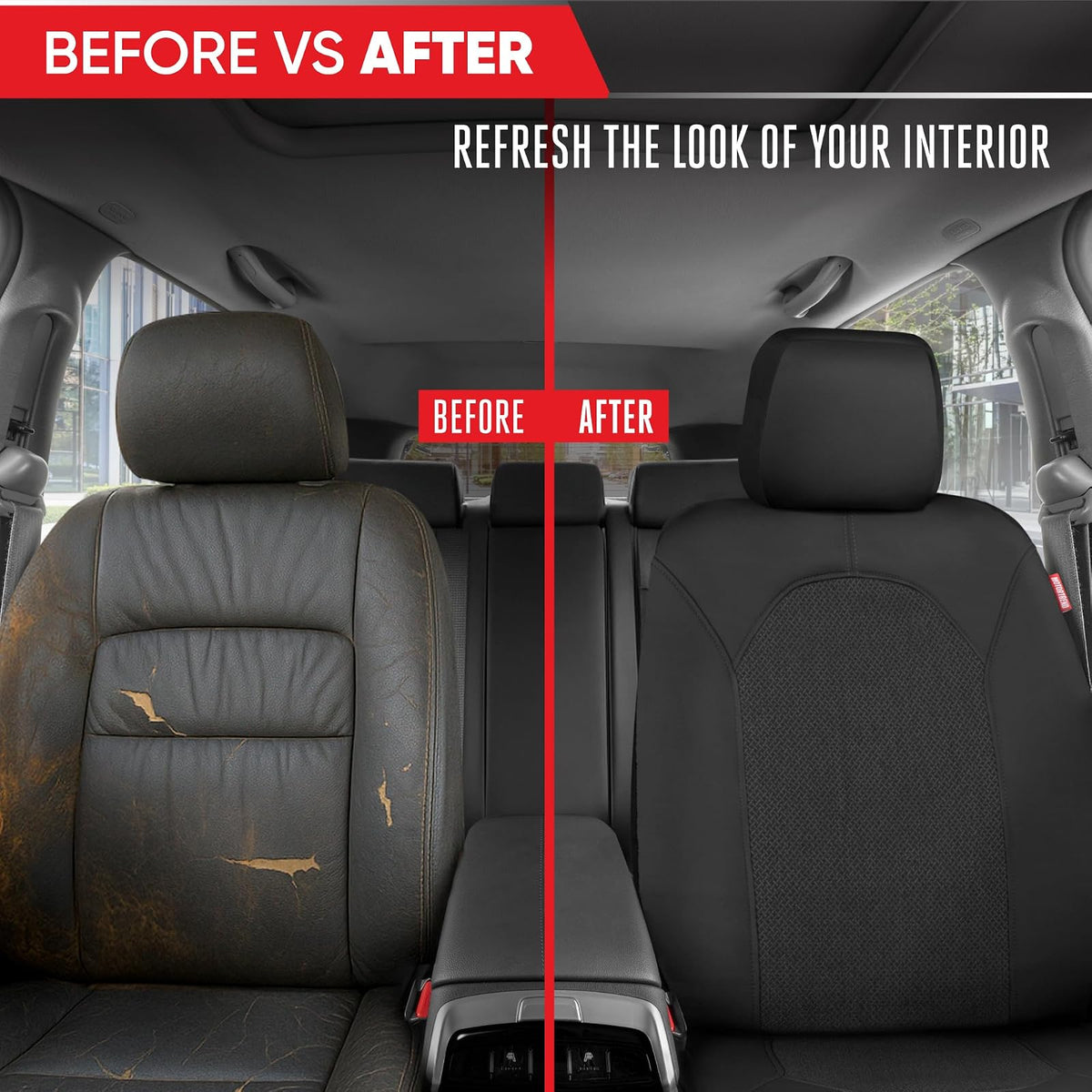 Motor Trend - Juego de Fundas de Asiento de Automóvil, 2 Asientos Delanteros, de Neopreno a Prueba de derrames, Protector de Asiento de Automóvil, Accesorios de automóvil, Fundas Interiores para SUV y