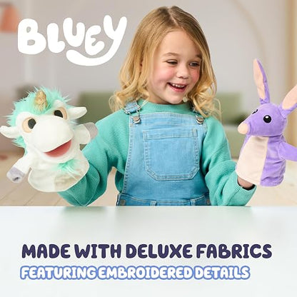 Bluey Paquete de 2 muñecos de Peluche, Unicorse y Bob Bilby, tamaño Perfecto para Adaptarse a Las Manos del niño, Exclusivo de