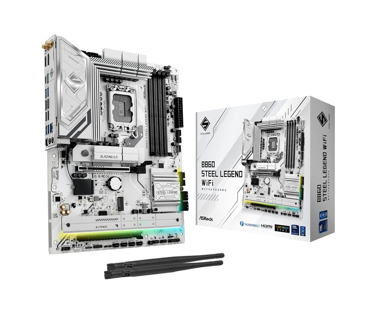 ASRock B860 Placa Base Intel LGA1851, DDR5, WiFi 6E - ATX - WIFI DE LA LEYENDA DE ACERO