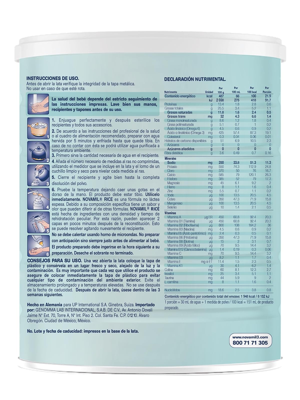Novamil Rice Formula Infantil No Lactea 400 g