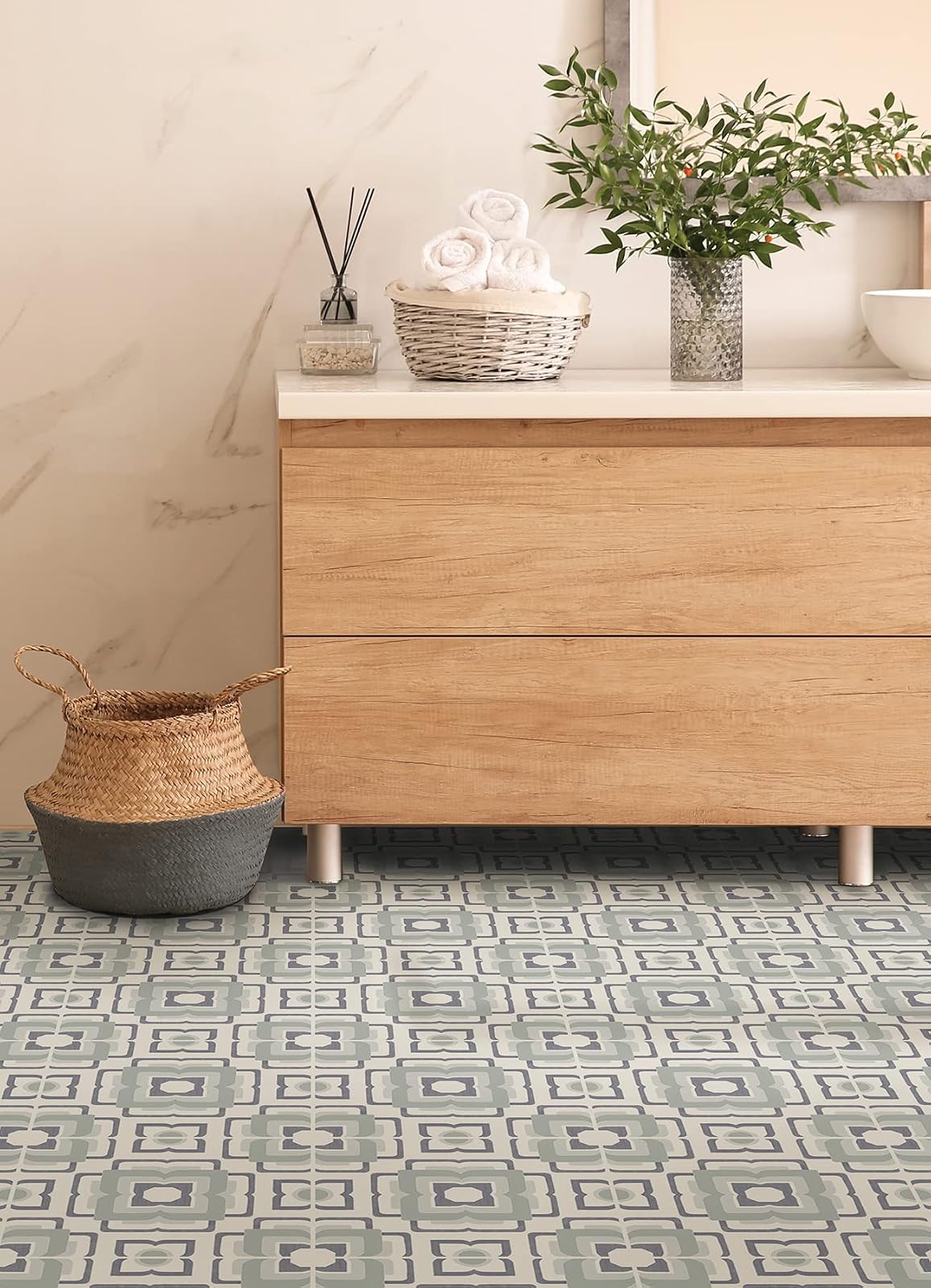 FloorPops - Azulejos de vinilo para despegar y pegar de 12 x 12 pulgadas (10 azulejos), (10 pies cuadrados/cartón)