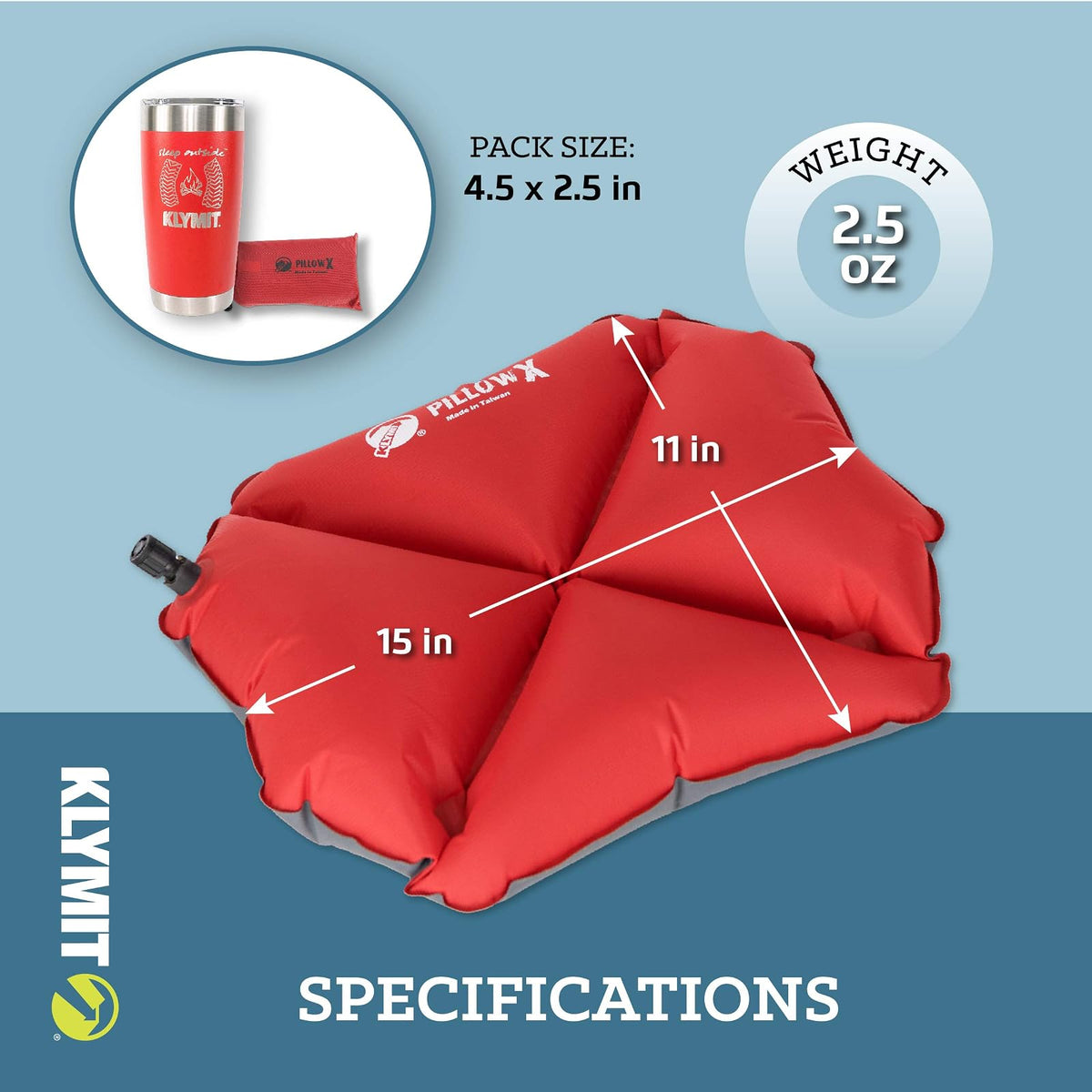 Klymit Pillow X Almohada Inflable para Campamento y Viaje