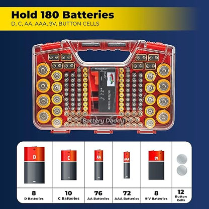 Ontel Battery Daddy 180 organizador de baterías y estuche de almacenamiento con probador, 1 unidad