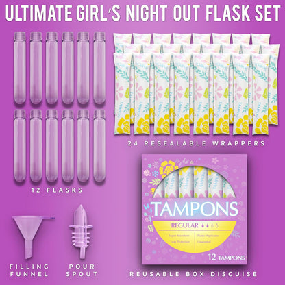 GoPong - Frascos de tampón (18 onzas en total) - Frascos de viaje con alcohol oculto para mujeres - Contenedores de licor secretos para discotecas, festivales, cruceros y eventos deportivos - Incluye
