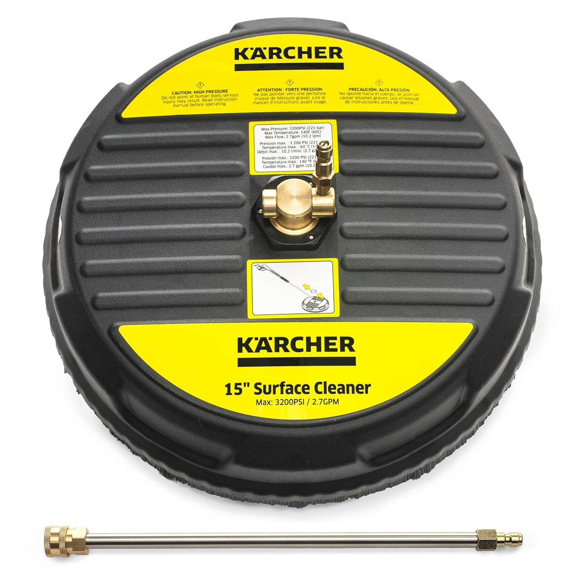 Karcher - Accesorio Limpiador de Superficies a presión de 15 Pulgadas, clasificación 3200 PSI