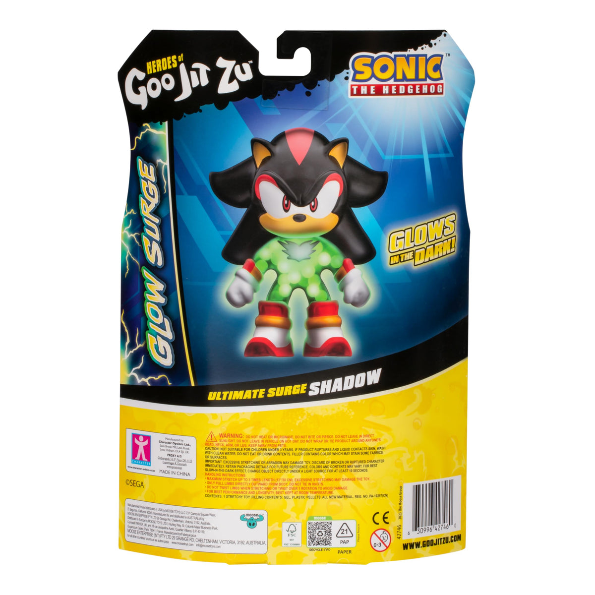 Goo JIT Zu Sonic Ultimate Surge Shadow Glow Surge Glow in The Darks Brilla en la Oscuridad Figura Elástica para Niños Muñeco Estirable Original Bandai
