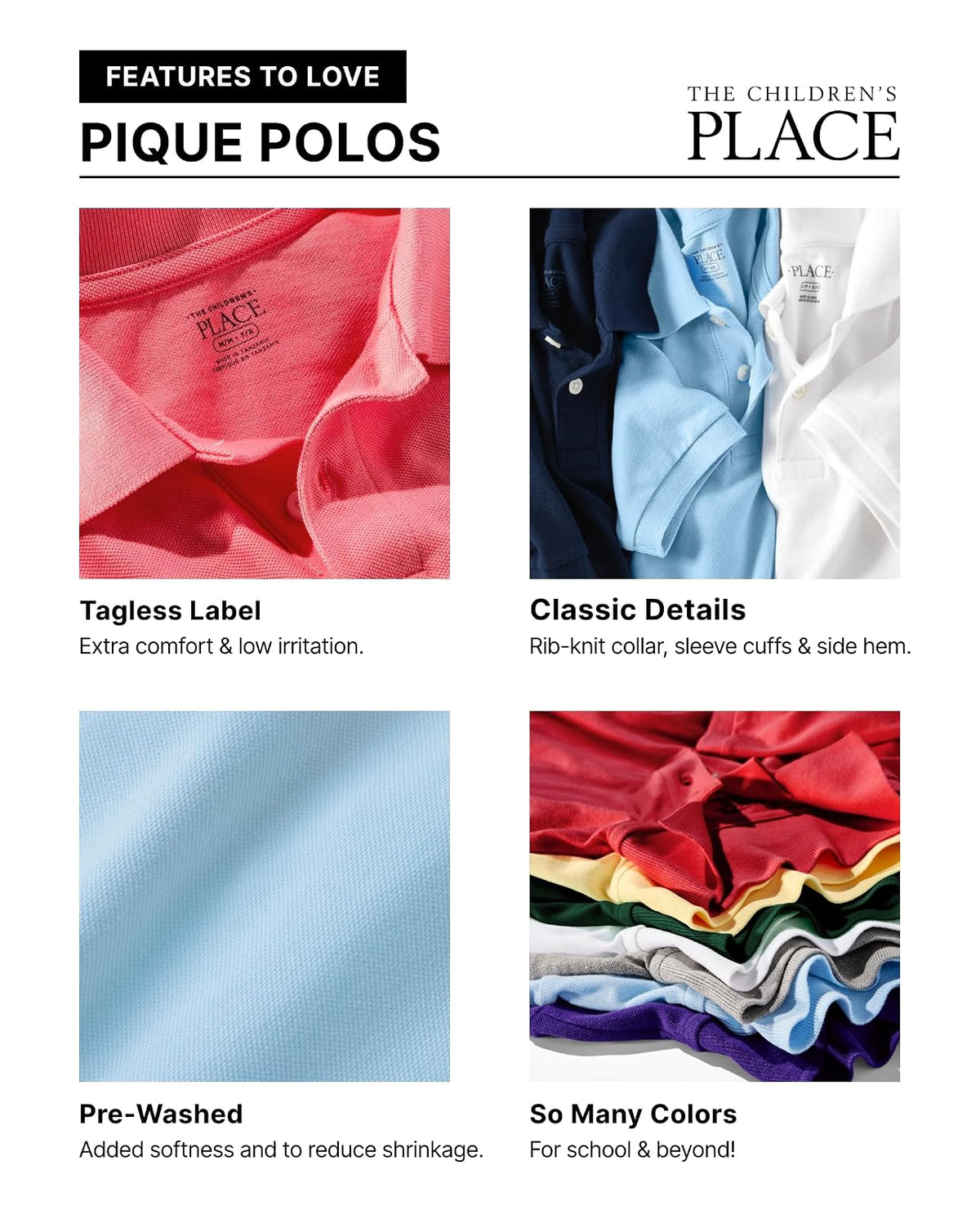 The Children's Place Polos de piqué de Manga Corta para niños pequeños Camisa de Polo para bebés niños